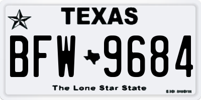 TX license plate BFW9684