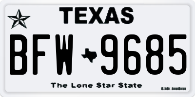 TX license plate BFW9685