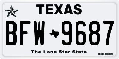 TX license plate BFW9687