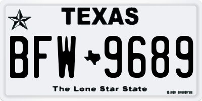 TX license plate BFW9689