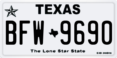 TX license plate BFW9690