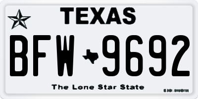 TX license plate BFW9692