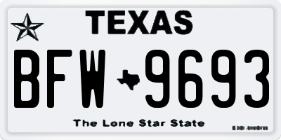 TX license plate BFW9693