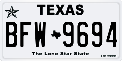 TX license plate BFW9694