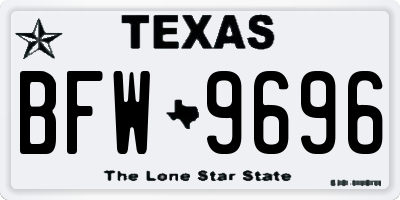 TX license plate BFW9696