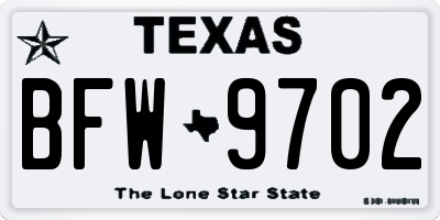 TX license plate BFW9702