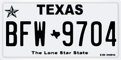 TX license plate BFW9704