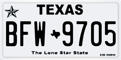 TX license plate BFW9705