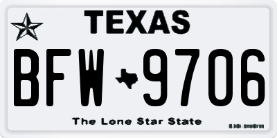 TX license plate BFW9706