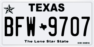 TX license plate BFW9707