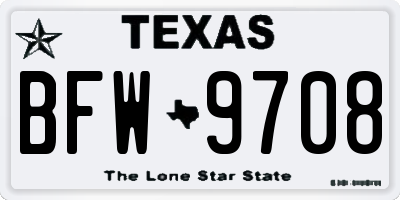 TX license plate BFW9708