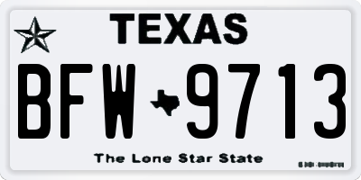 TX license plate BFW9713