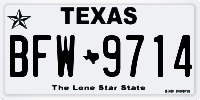 TX license plate BFW9714