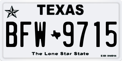 TX license plate BFW9715