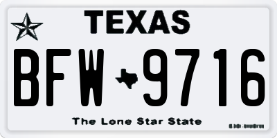 TX license plate BFW9716