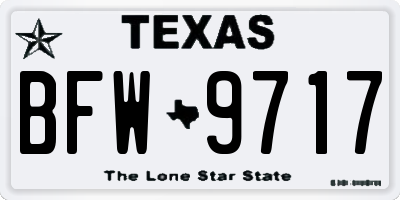 TX license plate BFW9717
