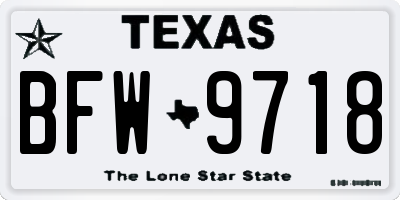 TX license plate BFW9718