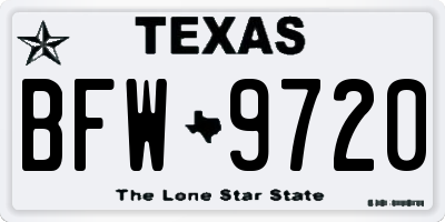 TX license plate BFW9720