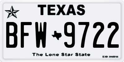 TX license plate BFW9722