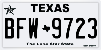 TX license plate BFW9723