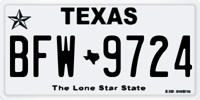 TX license plate BFW9724