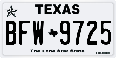 TX license plate BFW9725