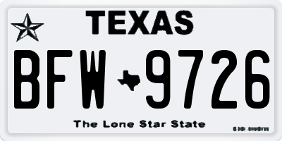 TX license plate BFW9726