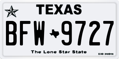 TX license plate BFW9727