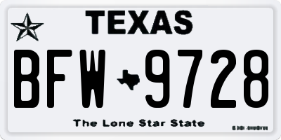 TX license plate BFW9728