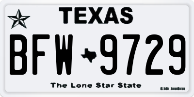 TX license plate BFW9729