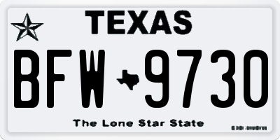 TX license plate BFW9730
