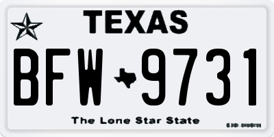 TX license plate BFW9731