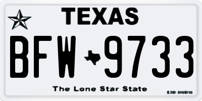 TX license plate BFW9733