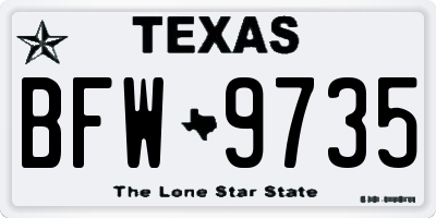 TX license plate BFW9735