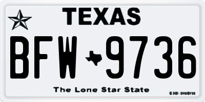 TX license plate BFW9736