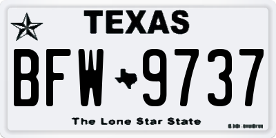 TX license plate BFW9737
