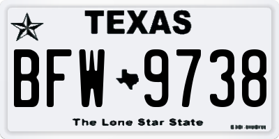 TX license plate BFW9738