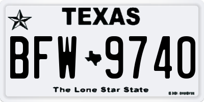 TX license plate BFW9740
