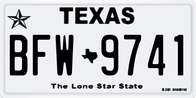 TX license plate BFW9741