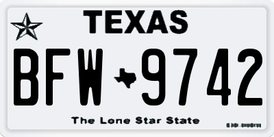 TX license plate BFW9742