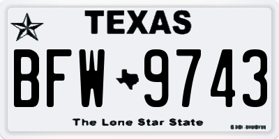 TX license plate BFW9743
