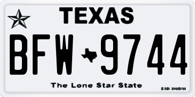 TX license plate BFW9744