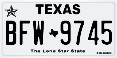 TX license plate BFW9745