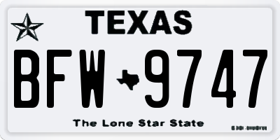 TX license plate BFW9747