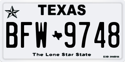 TX license plate BFW9748