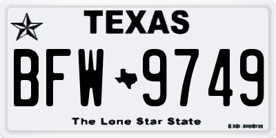 TX license plate BFW9749