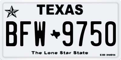 TX license plate BFW9750