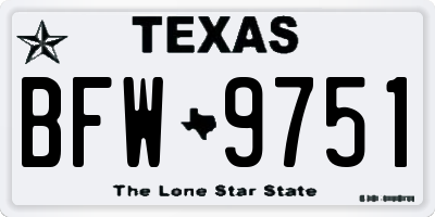 TX license plate BFW9751
