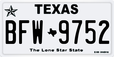TX license plate BFW9752