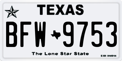 TX license plate BFW9753